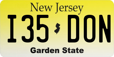 NJ license plate I35DON