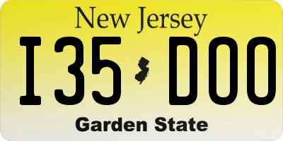 NJ license plate I35DOO