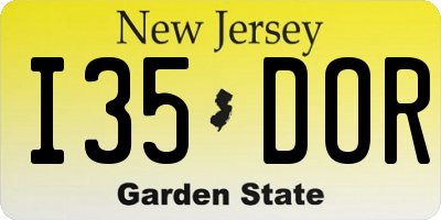 NJ license plate I35DOR