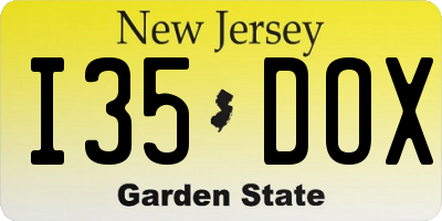 NJ license plate I35DOX