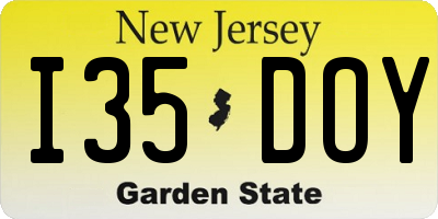 NJ license plate I35DOY