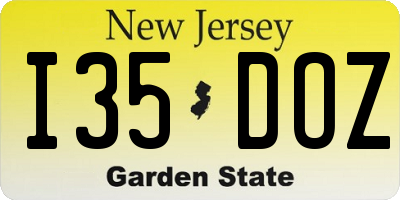 NJ license plate I35DOZ
