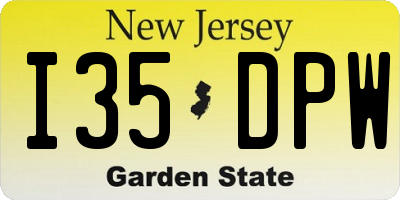 NJ license plate I35DPW