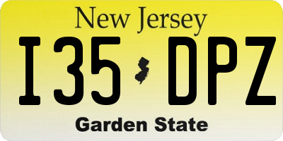 NJ license plate I35DPZ