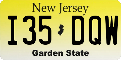 NJ license plate I35DQW