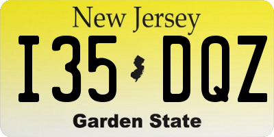 NJ license plate I35DQZ