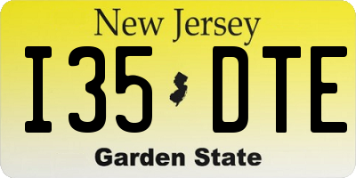 NJ license plate I35DTE