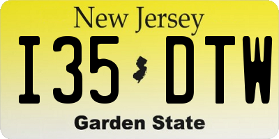 NJ license plate I35DTW