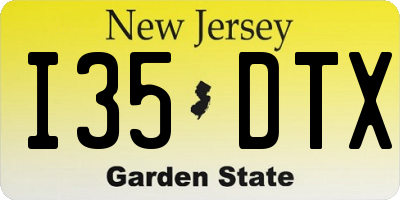 NJ license plate I35DTX