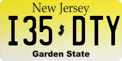 NJ license plate I35DTY