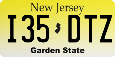 NJ license plate I35DTZ