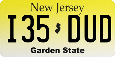 NJ license plate I35DUD