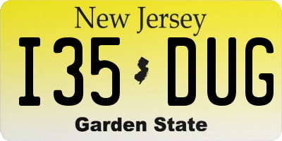 NJ license plate I35DUG
