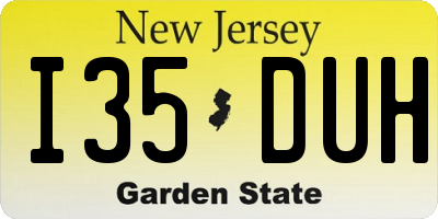 NJ license plate I35DUH