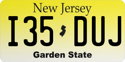 NJ license plate I35DUJ