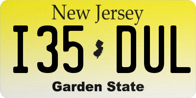 NJ license plate I35DUL