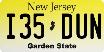 NJ license plate I35DUN