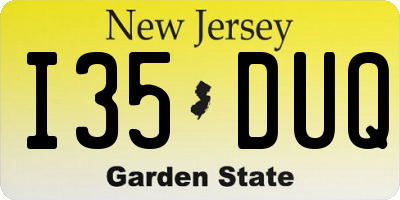 NJ license plate I35DUQ