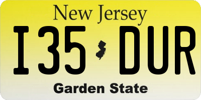 NJ license plate I35DUR