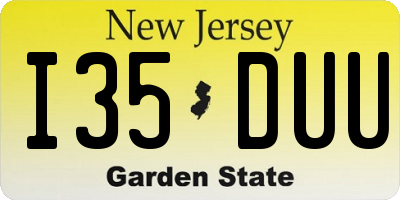 NJ license plate I35DUU