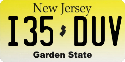 NJ license plate I35DUV
