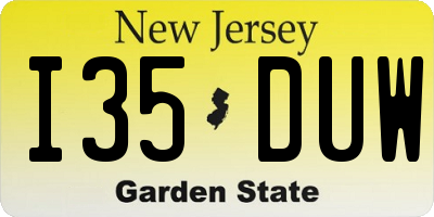 NJ license plate I35DUW