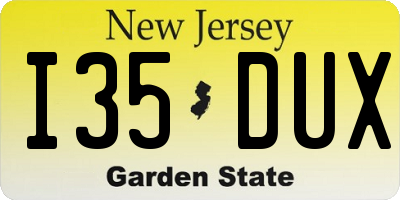 NJ license plate I35DUX