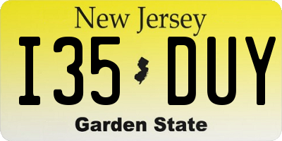 NJ license plate I35DUY