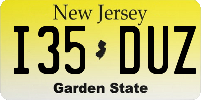 NJ license plate I35DUZ