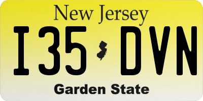 NJ license plate I35DVN