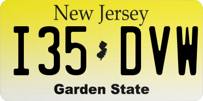 NJ license plate I35DVW