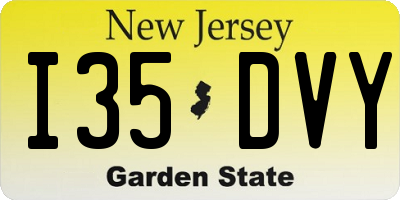 NJ license plate I35DVY