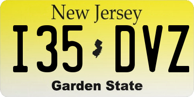 NJ license plate I35DVZ
