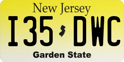 NJ license plate I35DWC