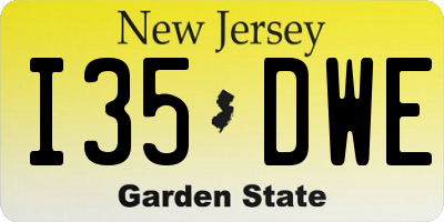 NJ license plate I35DWE