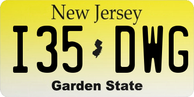 NJ license plate I35DWG
