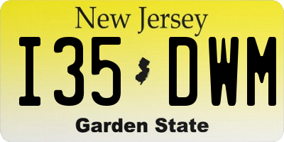 NJ license plate I35DWM
