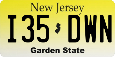 NJ license plate I35DWN