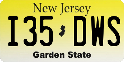 NJ license plate I35DWS