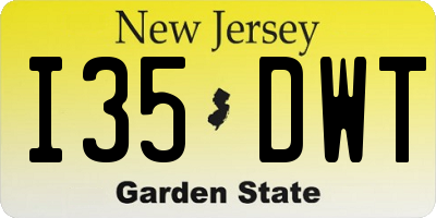 NJ license plate I35DWT