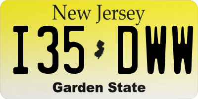 NJ license plate I35DWW