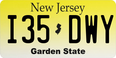 NJ license plate I35DWY