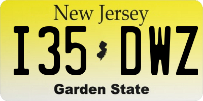NJ license plate I35DWZ