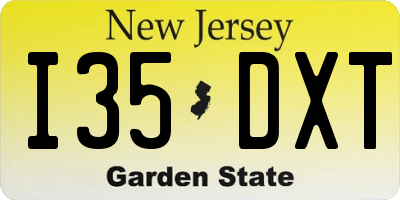 NJ license plate I35DXT