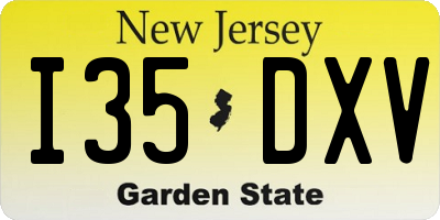 NJ license plate I35DXV