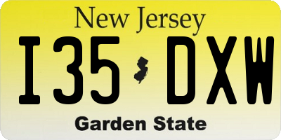 NJ license plate I35DXW