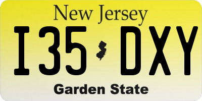 NJ license plate I35DXY