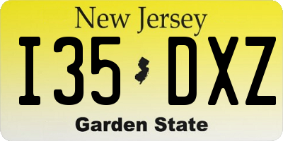 NJ license plate I35DXZ