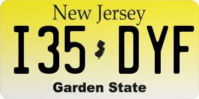 NJ license plate I35DYF