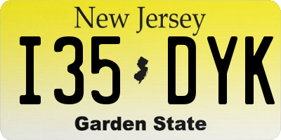NJ license plate I35DYK